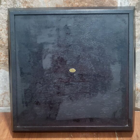 Ceramic Trivet Tile Chicken Rooster Serving Tray Cut Out Handles Wood Base Farmh - Picture 2 of 12